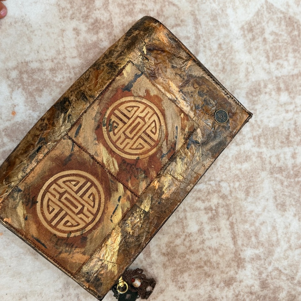 Artistic Brown and Gold Wallet